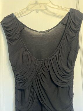 S&D Black Ruched Scoop Neck Top- womens Medium